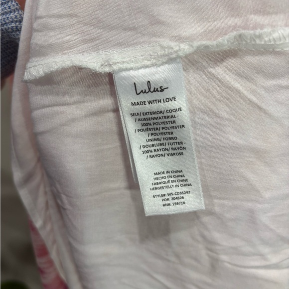 Lulus | Nalia Pink Abstract Print Tiered Tie-Back Midi Dress | Size XS - Picture 7 of 7